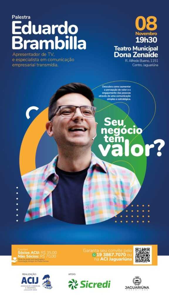 eduardo-brambilla,-jornalista-e-apresentador-da-eptv,-faz-palestra-no-teatro-dona-zenaide-em-jaguariuna,-nesta-quarta-feira-(8)
