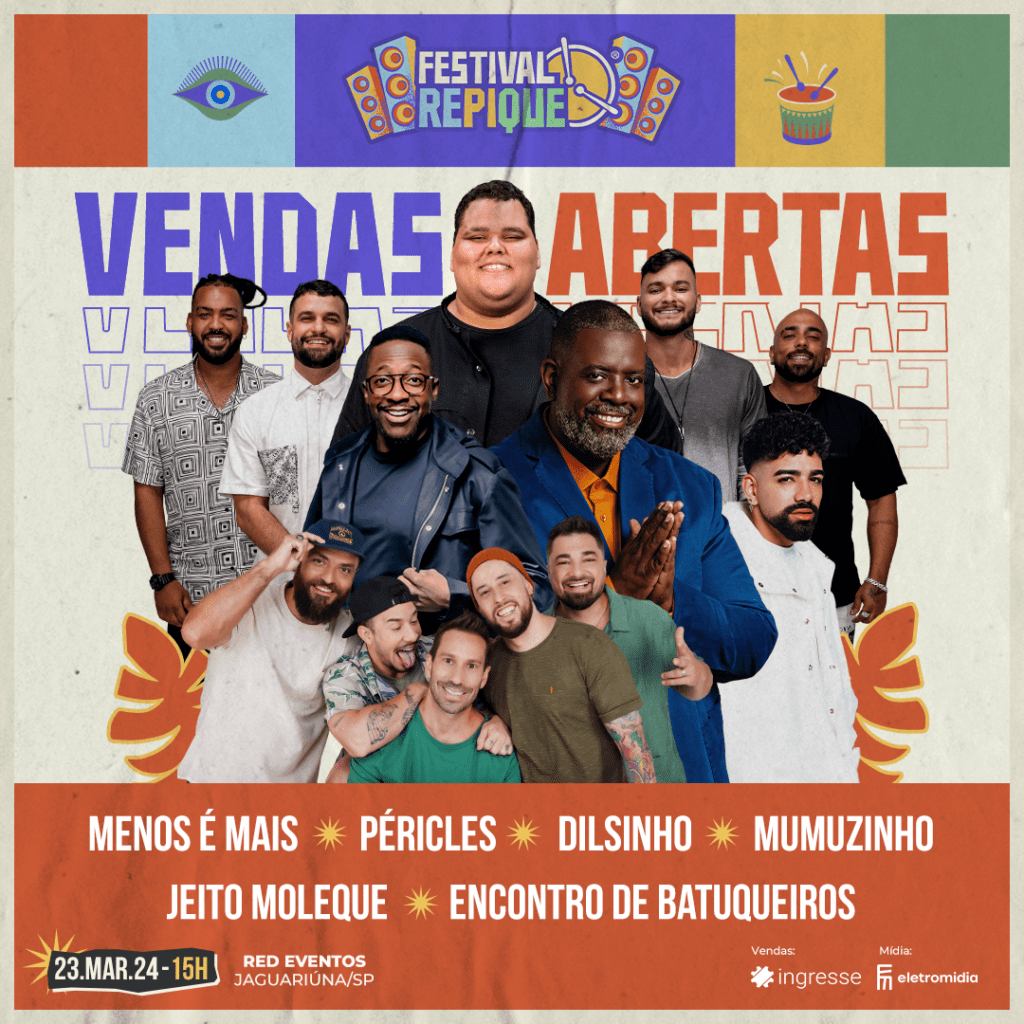menos-e-mais,-pericles-e-dilsinho-se-apresentam-em-marco-em-jaguariuna,-na-1a-edicao-do-festival-repique