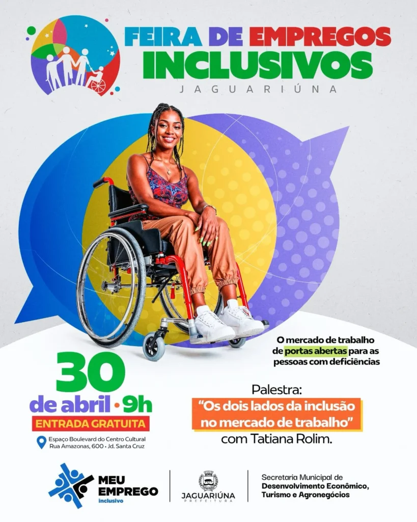 1ª FEIRA DE EMPREGOS INCLUSIVOS DE JAGUARIÚNA ACONTECE NO PRÓXIMO DIA 30 1a-feira-de-empregos-inclusivos-de-jaguariuna-acontece-no-proximo-dia-30