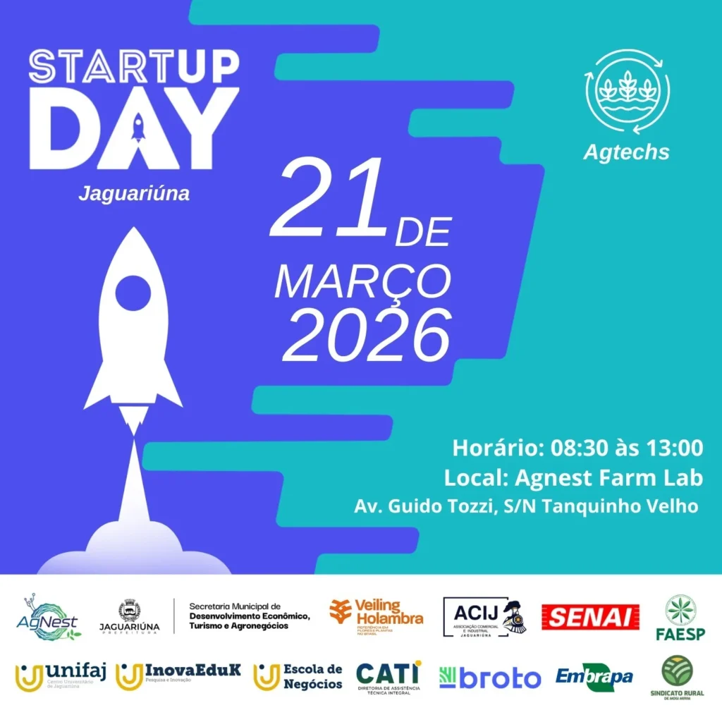 JAGUARIÚNA RECEBE STARTUP DAY 2026 COM FOCO EM INOVAÇÃO NO AGRONEGÓCIO jaguariuna-recebe-startup-day-2026-com-foco-em-inovacao-no-agronegocio